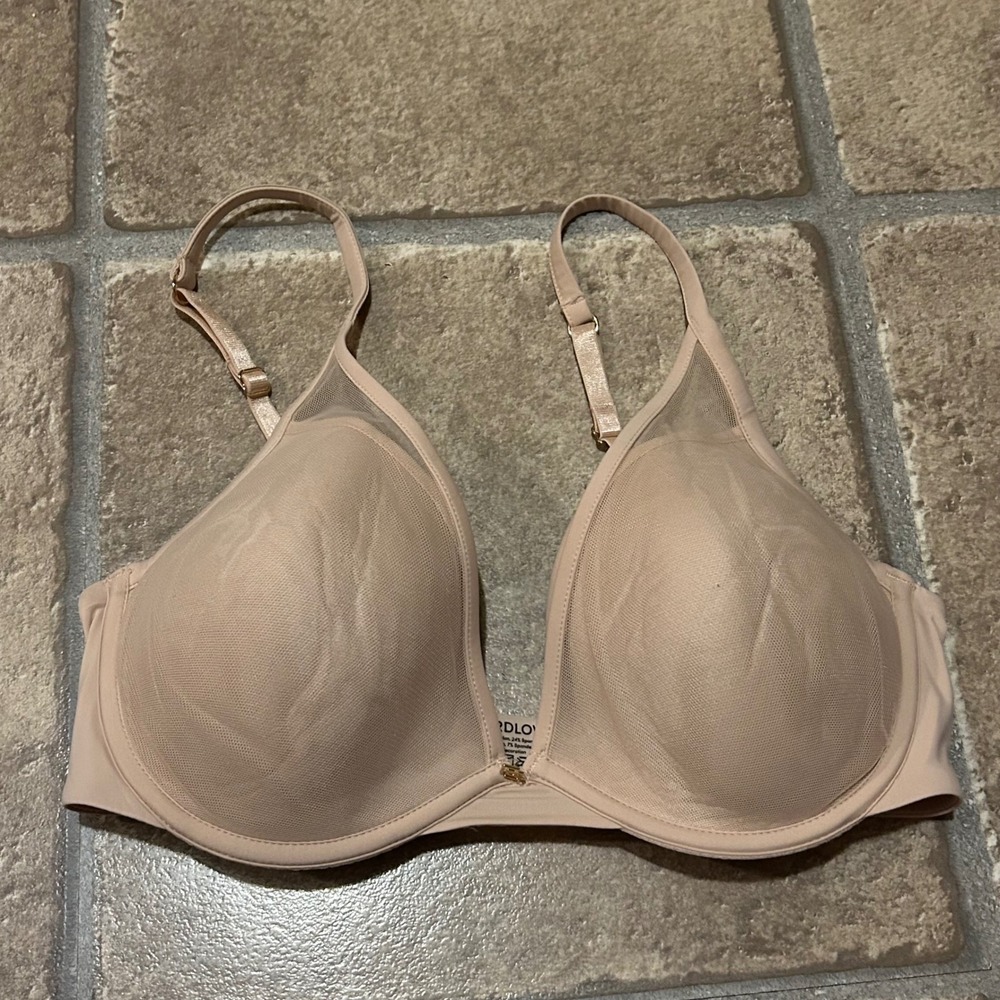 ThirdLove 24/7 Classic Uplift Plunge Bra Nude Beige Mesh Overlay